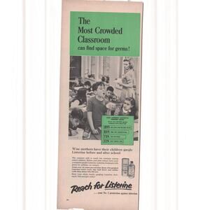 Listerine Antiseptic Mouthwash Advertisement 1958 Health Classroom Children Germ